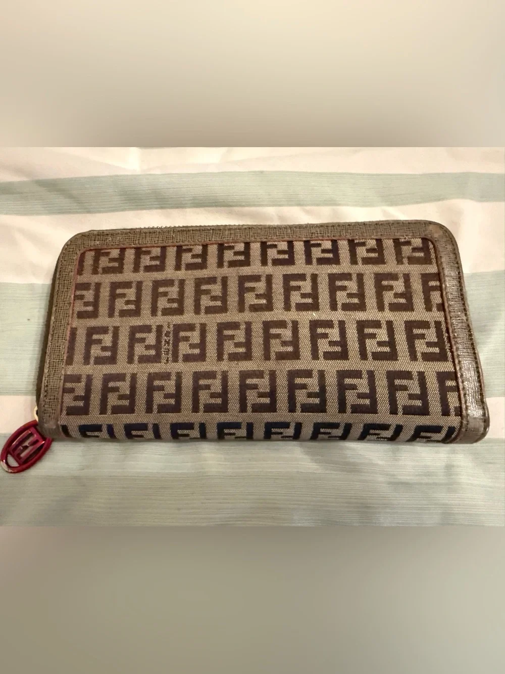 Fendi Monogram Zucchino/Zucca Zip-Around Wallet